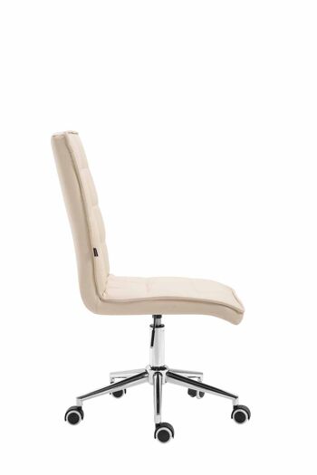 Iebba Chaise de bureau Cuir artificiel Crème 7x61cm 2