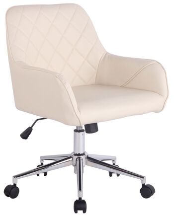 Vallazza Chaise de Bureau Faux Cuir Crème 9x58cm 1