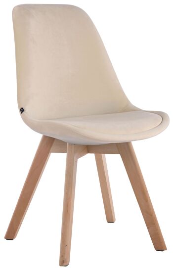 Sassello Chaise de salle à manger Velours Crème 6x55cm 1