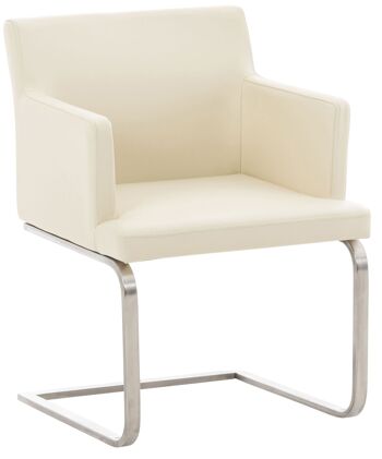 Longano Chaise de salle à manger Cuir artificiel Crème 13x60cm 1