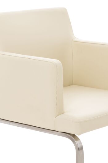 Longano Chaise de salle à manger Cuir artificiel Crème 13x60cm 4