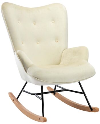 Calcinaia Rocking Chair Velours Crème 16x88cm 1