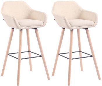 Avise Lot de 2 Tabourets de Bar Tissu Crème 8x52cm 1