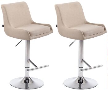 Pannaconi Lot de 2 Tabourets de Bar Tissu Crème 8x50cm 1