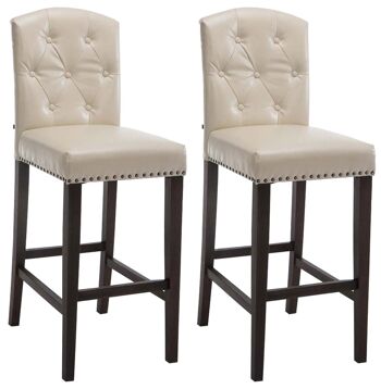 Monache Lot de 2 Tabourets de Bar Simili Cuir Crème 8x57cm 1