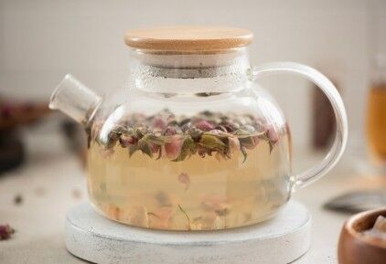 Teiera in vetro borosilicato e bambù con infusore e filtro - 600 ml - HECOSFAIR