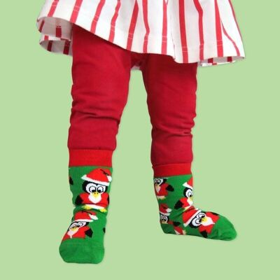 Mini Pingouin Père Noël. Chaussettes bébé de Noël. Unisexe