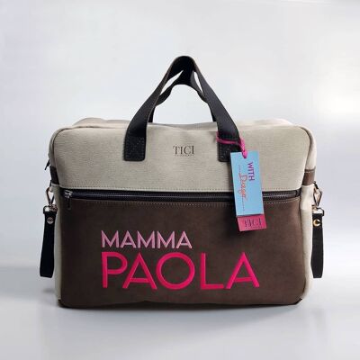 Mommy Bag modello Asia | Borsa Passeggino Marrone e Panna