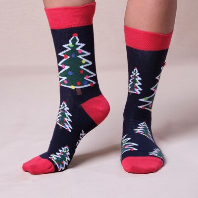 Neon Christmas Tree. Christmas socks. Unisex