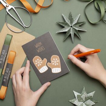 Carte de Noël Gingerbread Gants "Warm Wishes" Marron en papier 100% recyclé 3