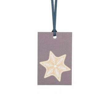 5 étiquettes cadeaux de Noël "Gingerbread Star" marron en papier 100% recyclé 3