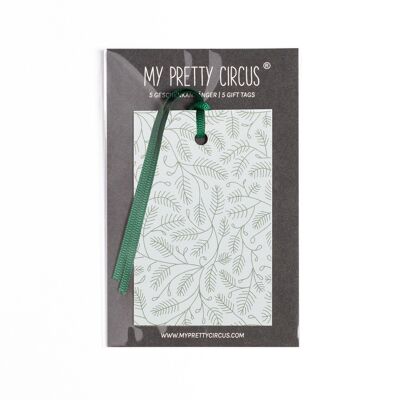 5 Christmas gift tags "Fir branches" Pale green made from 100% recycled paper