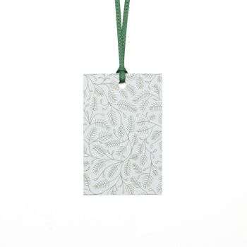 5 étiquettes cadeaux de Noël "Branches de sapin" Vert pâle en papier 100% recyclé 2