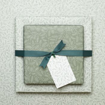 5 étiquettes cadeaux de Noël "Branches de sapin" Vert pâle en papier 100% recyclé 5