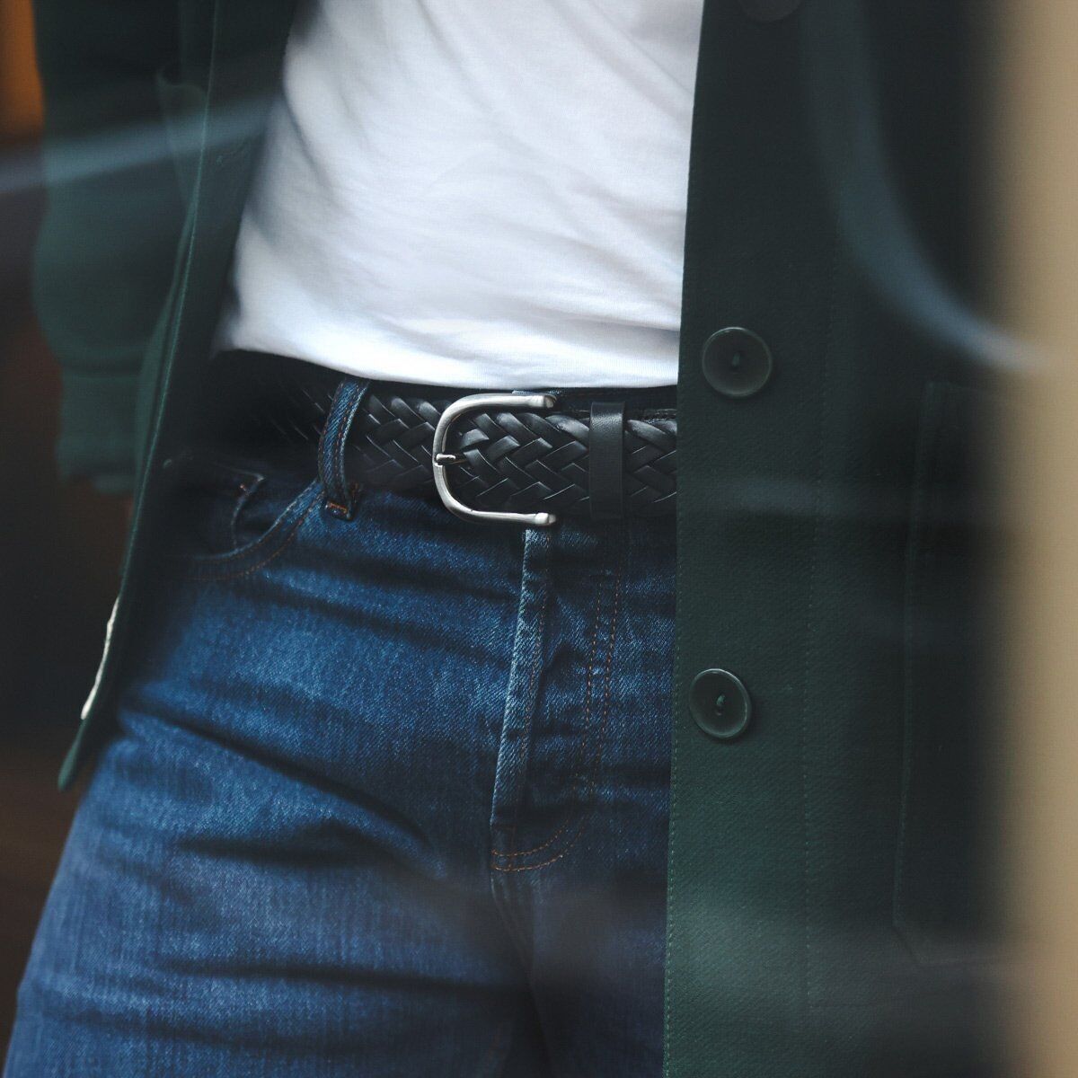 Geflochtener Ledergürtel - Schwarz