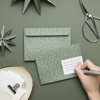 8 enveloppes de Noël "branches de pin" vert - C6 1