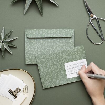 8 enveloppes de Noël "branches de pin" vert - C6