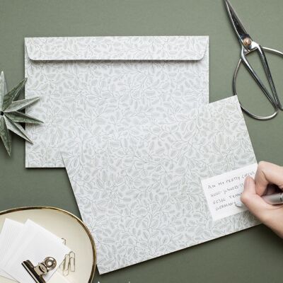 8 enveloppes de Noël "branches de pin" menthe - C5