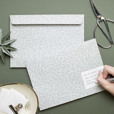 8 Christmas envelopes "pine branches" mint - C5