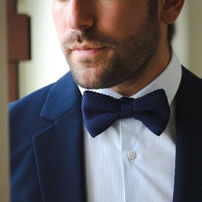 Papillon lavorato a maglia - Blu navy