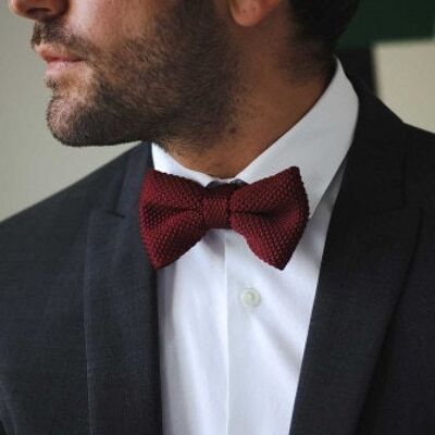 Knitted bow tie - Bordeaux