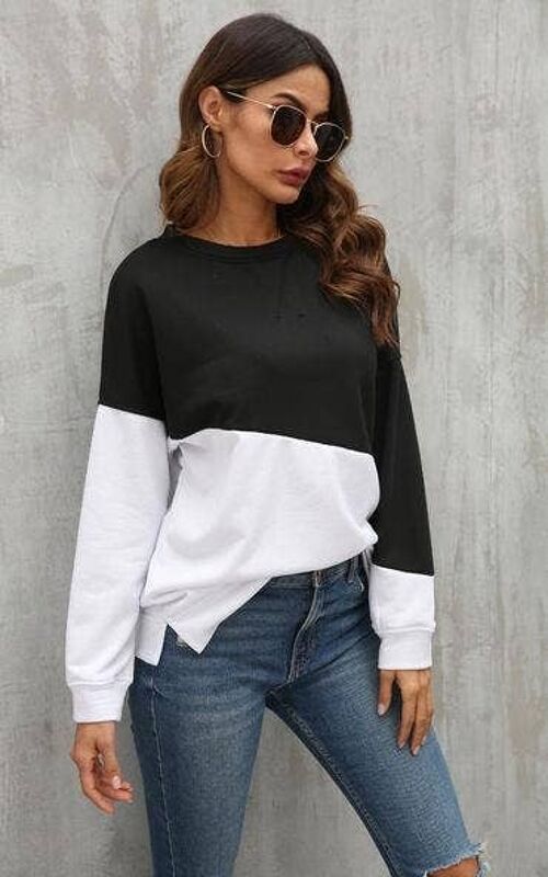 Black & White Block Colour Top