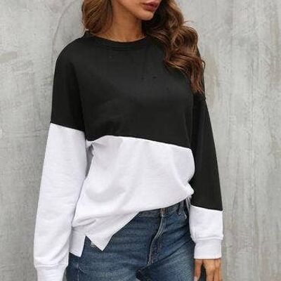 Black & White Block Colour Top