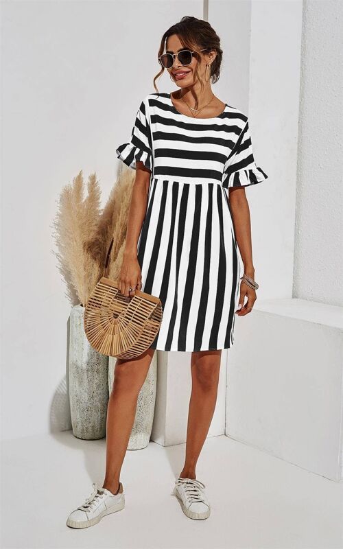 Black & White Striped Smock Dress