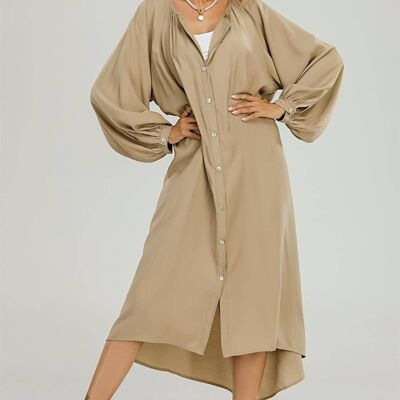 Boho Loungewear - Robe à smocks en beige