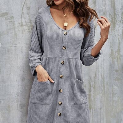 Mini robe boutonnée sur le devant en gris argenté