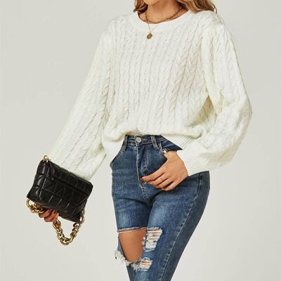 Chunky Open Tie Jumper Top In Cream