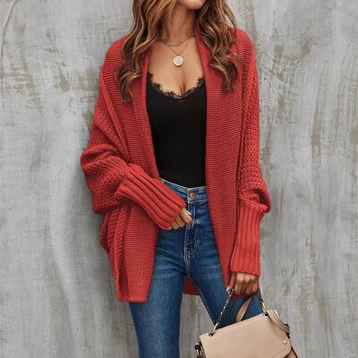 Cardigan oversize à gros plis en rouge rouille