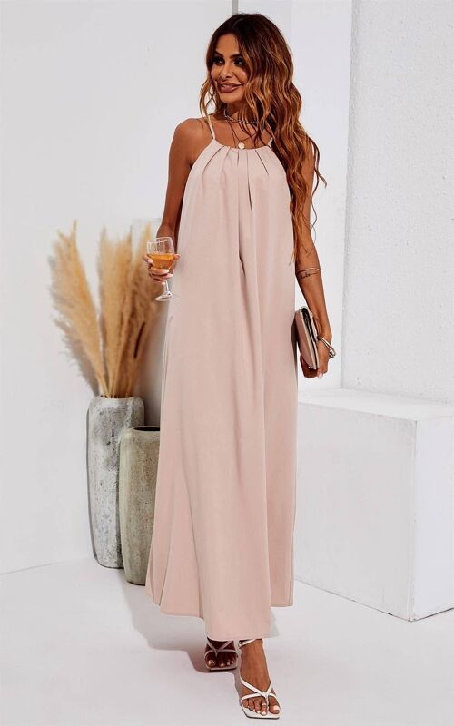 Cold Shoulder Maxi Dress In Beige