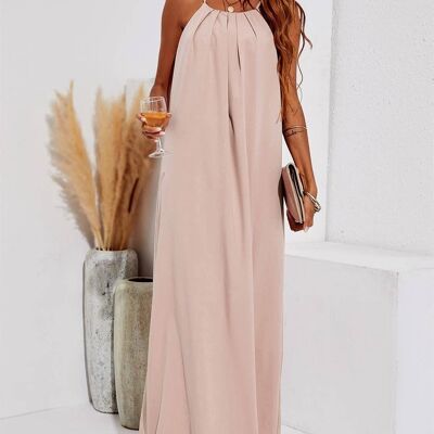 Robe longue à épaules dénudées en beige