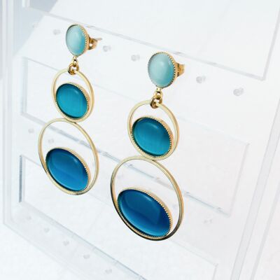 Ear studs, gold-plated, color mix in turquoise