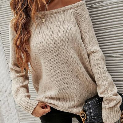 Comfy Jumper Top In Beige