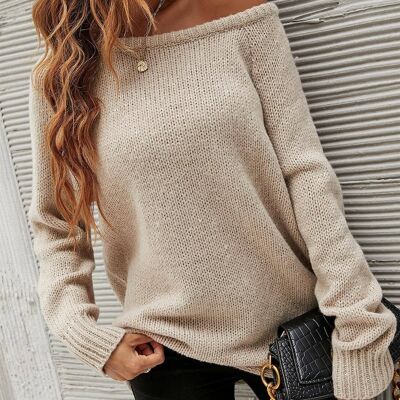 Bequemes Pullover-Top in Beige