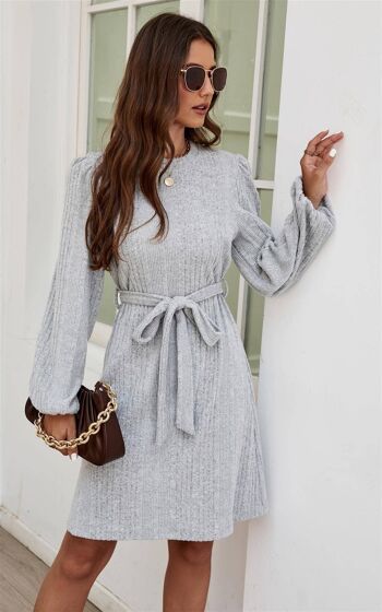 Cosy Soft Kint Mini Dress En Gris 4