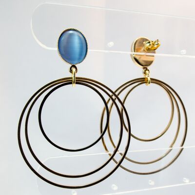 Ear studs, gold-plated, blue-gray (325.1)
