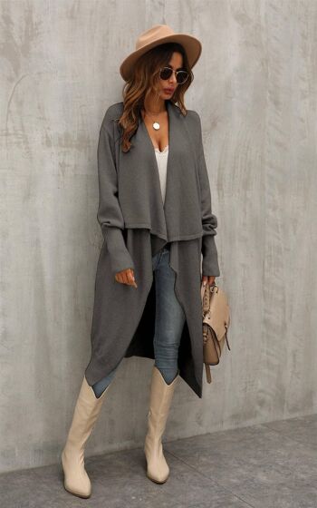 Cardigan oversize à gros plis gris foncé 2