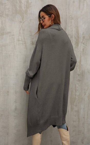 Cardigan oversize à gros plis gris foncé 4