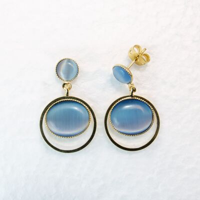 Ear studs, gold-plated, blue-gray (344.1)
