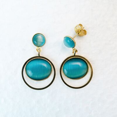 Studs, gold-plated, turquoise (344.3)