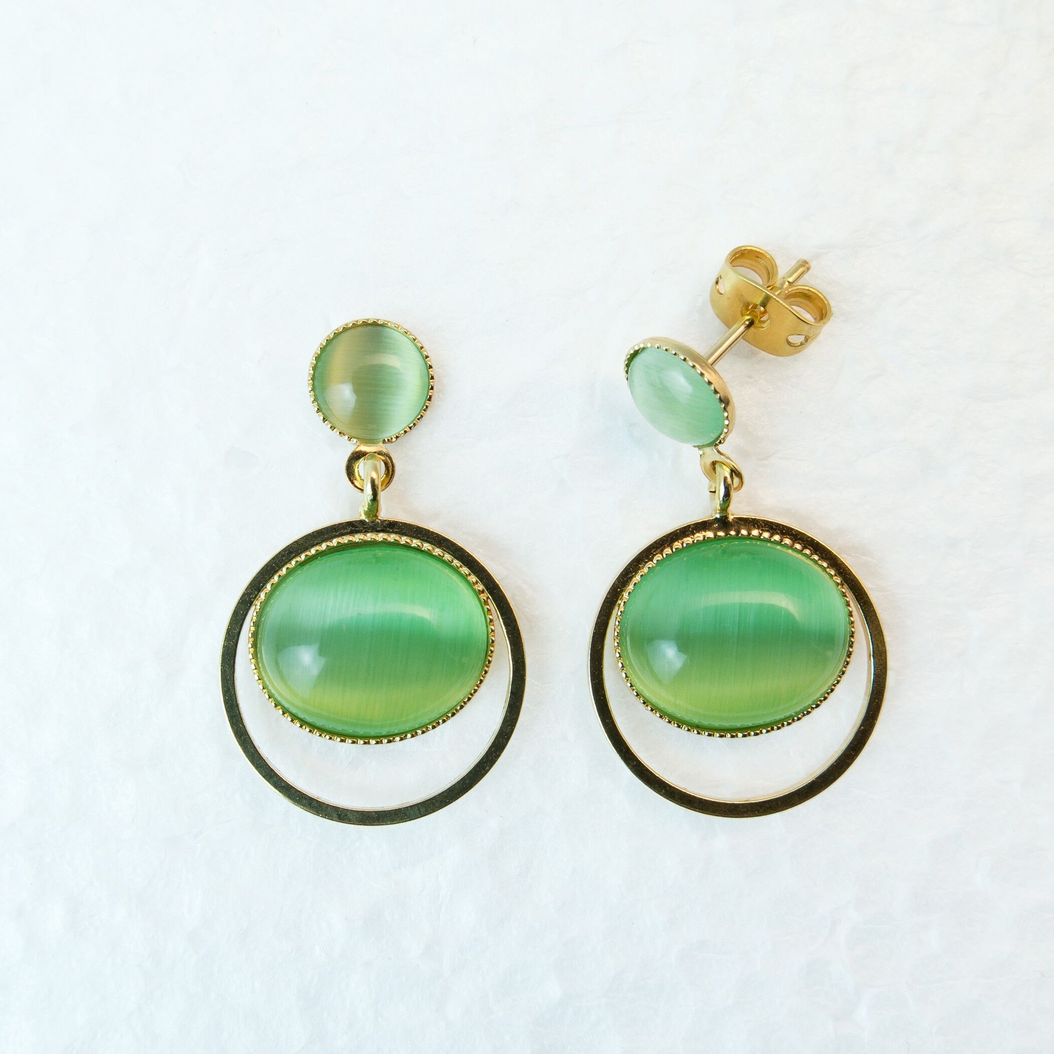 Ohrstecker, vergoldet, hellgrün (344.6)