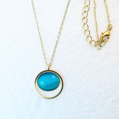 Necklace, gold-plated, turquoise (K345.3)