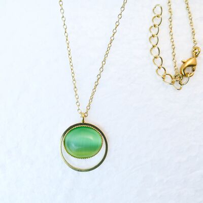 Necklace, gold-plated, light green (K345.6)