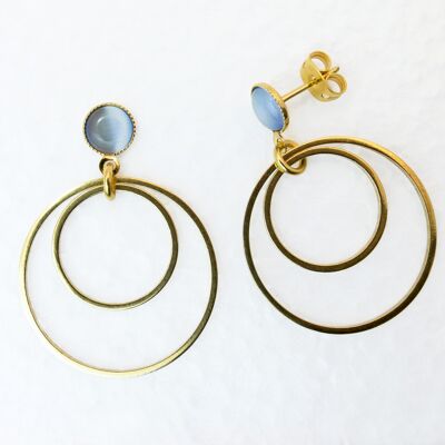 Ear studs, gold-plated, blue-gray (318.1)