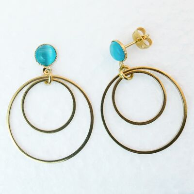 Clous d'oreilles, plaqué or, turquoise (318.3)