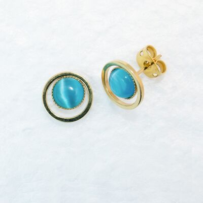 Studs, gold-plated, turquoise (235.3)