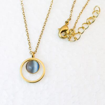 Necklace, gold-plated, blue-gray (K235.1)
